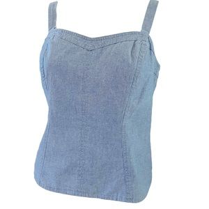 LOFT Blue Chambray Sweetheart Neckline Elastic Back Cami SIZE 8